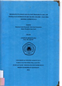 DESKRIPSI STANDAR SARAN DAN PRASARANA ALAM PENERAPAN KURIKULUM 2013 DI SMA NEGERI 1 DAN SMA NEGERI 3 GORONTALO