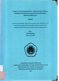 PEMETAAN POTENSI EKOWISATA MENGGUNAKAN SISTEM INFORMASI GEOGRAFI DI KABUPATEN BONE BOLANGO PROVINSI GORONTALO