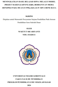 MENINGKATKAN HASIL BELAJAR SISWA MELALUI MODEL PROJECT BASED LEARNING (PjBL) BERBANTUAN MEDIA MONOPOLI PADA MUATAN PPKn KELAS IV SDN 4 BONE RAYA