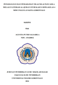 PENGHAYATAN DAN PEMAHAMAN NILAI-NILAI PANCASILA MELALUI LITERASI AL-QURAN STUDI KASUS SISWA KELAS 4 MIM UNGGULAN KOTA GORONTALO