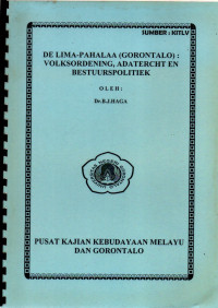 De Lima -Pahalaa (Gorontalo) : Volksordening, Adatercht En Bestuurspolitiek